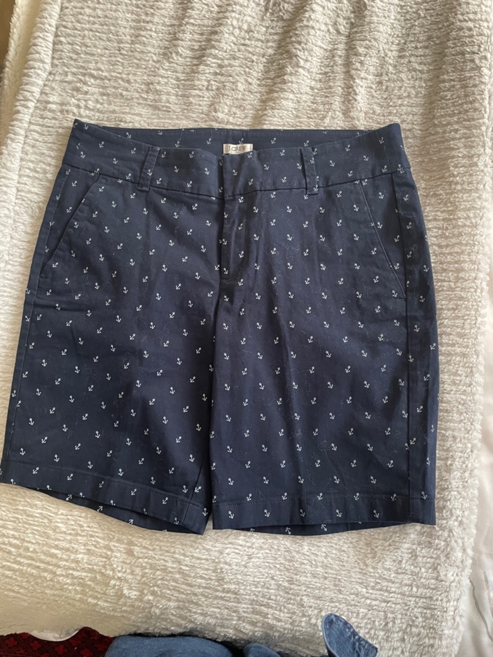J. Crew Navy Shorts with White Anchor Print